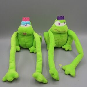 Frog Prince & Princess Plush Pair Long Hugging Arms 6" GMA 2002 Vintage